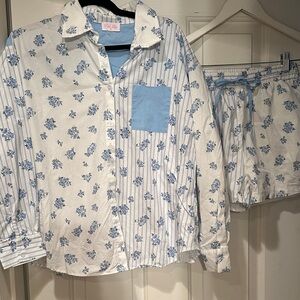 Pink Lily small floral pajama set.  Like new